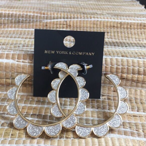 NWT NY&C gold hoops with sparkle - Picture 1 of 2
